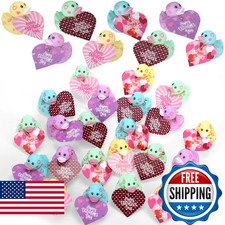 Jerify 48 Pcs 2 Inch Valentines Rubber Ducks Bulk with Gift Cards Mini Heart Rub