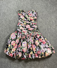 VTG Bubble Hem Dress Positively Ellyn Sz 3/4 Floral USA Union Made Regency 90s