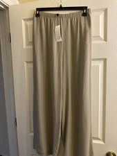 Eileen Fisher Women's Briar Beige Silk Georgette Crepe Straight Ankle Pants 2X