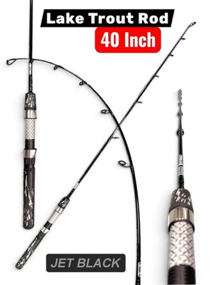 40 In. Lake Trout ICE FISHING ROD, Mackinaw Fiberglass Rod (BLACK)