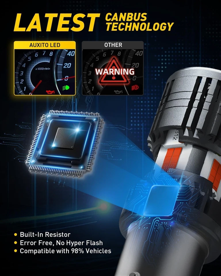 AUXITO CANBUS 1157 LED 灯泡红色带内置电阻 2057 1157/2357,  — 第 2/4 张图片