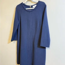 Vineyard Vines • Navy Ribbed Knit Dress Sz LG Preppy Casual Shift Style