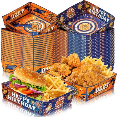 Mifoci 36 Pack Dart Battle Party Supplies Food Trays 5 lb Blue and Orange Boats