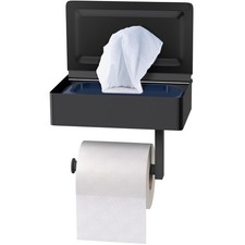 Self-Adhesive Toilet Paper Holder with Shelf Matte Black Stainless Steel