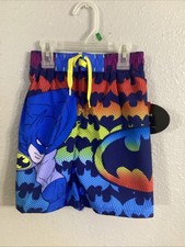 Boys Size 4 BATMAN SWIM TRUNKS Board Shorts MULTICOLOR Rear Pocket NWTS