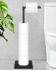 Modern Freestanding Toilet Paper Holder Stand with Shelf and 4Roll Storage