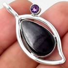 Black Onyx - Brazil and Amethyst 925 Sterling Silver Pendant Jewelry P-1640