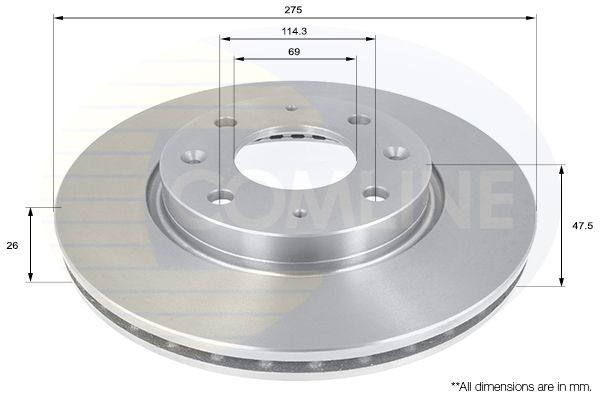 Brake Disc Front Internally Vented 275 mm Outer ⌀ Fits Kia Cerato COMLINE