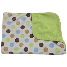 Just One You Carter's Baby Blanket Green Blue Brown Polka Dot Sherpa Fleece