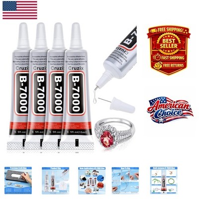 Precision B-7000 Clear Glue for Crafts & Jewelry - Waterproof, 4x15ml Tube