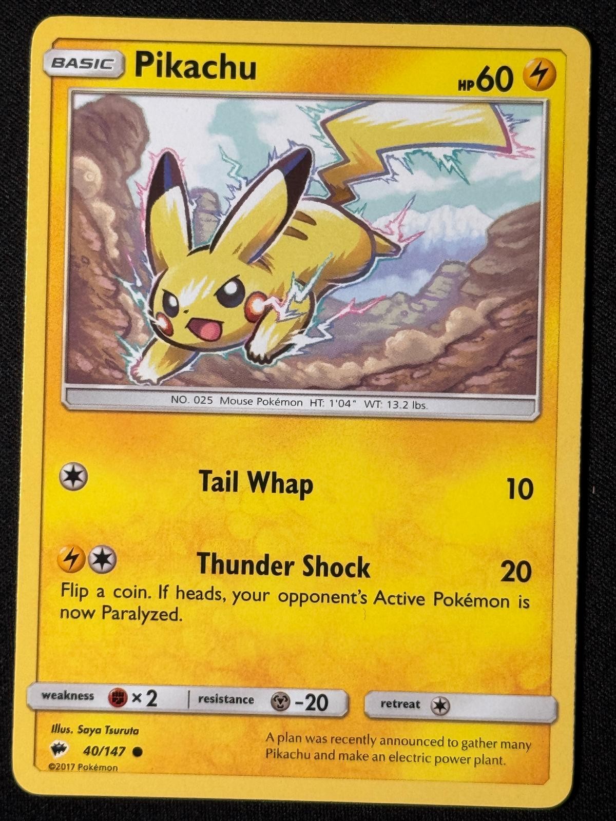 Pikachu 40/147 Burning Shadows NM/M Common Pokemon