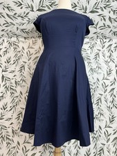 Retro Vintage Style Cotton Dress Size XL Navy Blue NWT Elegant Chic Stretch