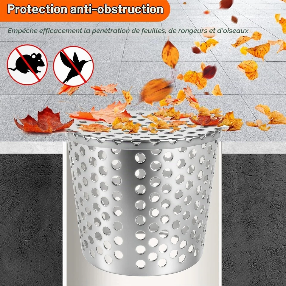 Crapaudine gouttière anti-feuilles acier inoxydable 68-83 mm KOVSGQ - Photo 3/4