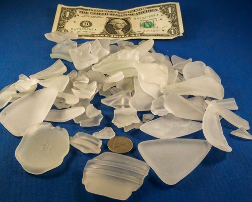 WHITE Frost Beach Sea Glass (1 pound) tumbled Glass / MEDIUM SIZE - mosaic - Picture 4 of 5