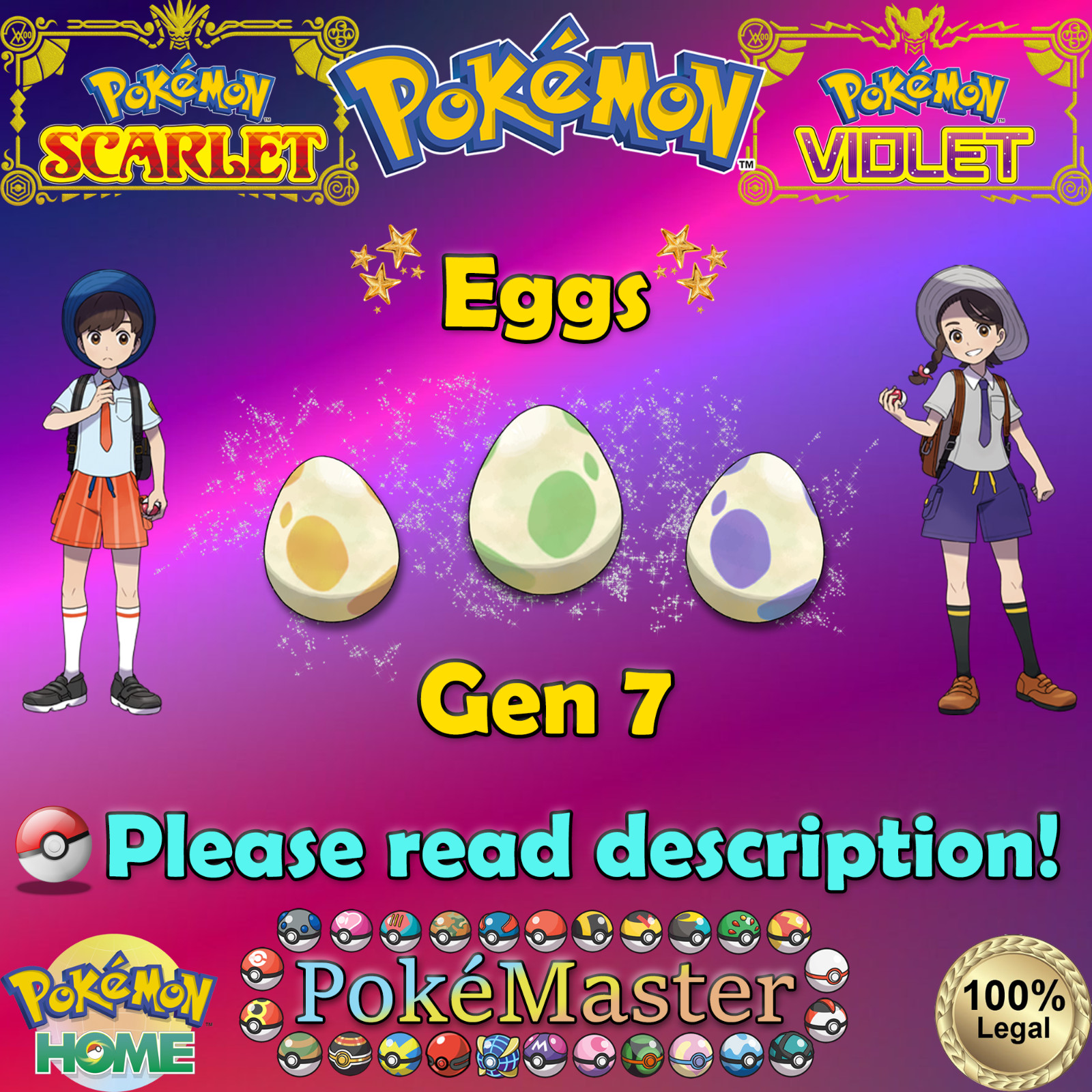 Huevos brillantes no brillantes Gen 7 6IVPokémon Violeta Escarlata (Legal)