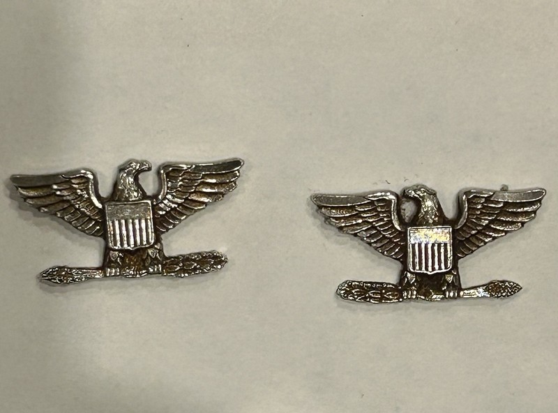 Vintage Vietnam US Military Colonel Insignia Pair Hilborn Hamburger Sterling S22