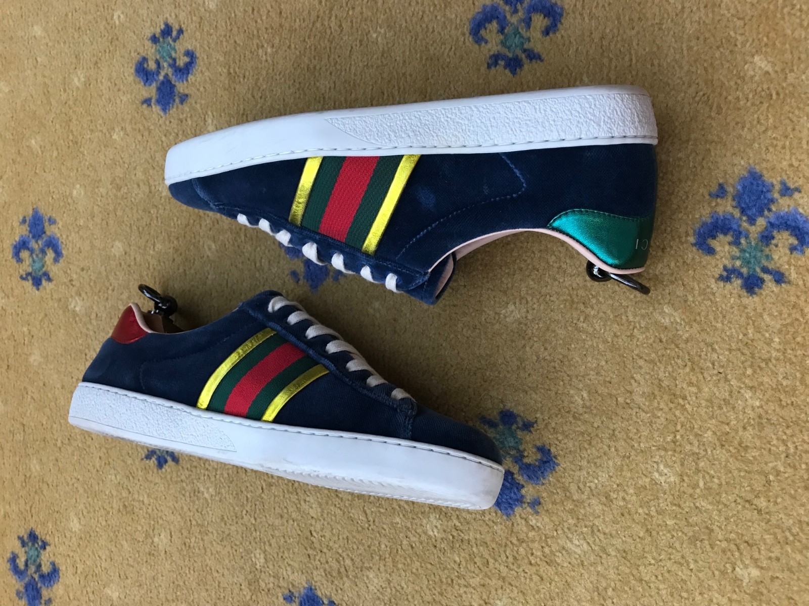 Gucci Ace Velvet Blue Web Red Trainers Sneakers Shoes Mens UK 5.5 US 6.5 EU 39.5 thumbnail 8