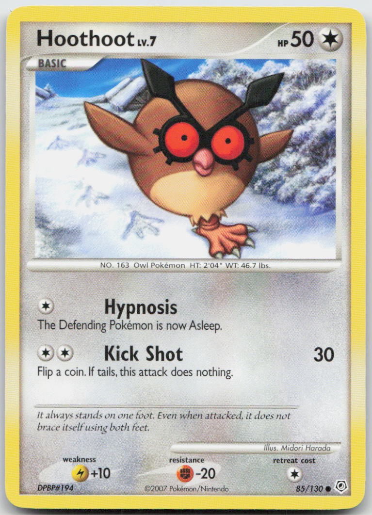 Hoothoot 85/130 Common Diamond & Pearl Pokemon TCG NM