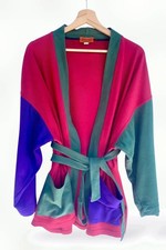 Missoni 90s colorblock wrap cardigan / duster cotton Made in Italy oversize XL