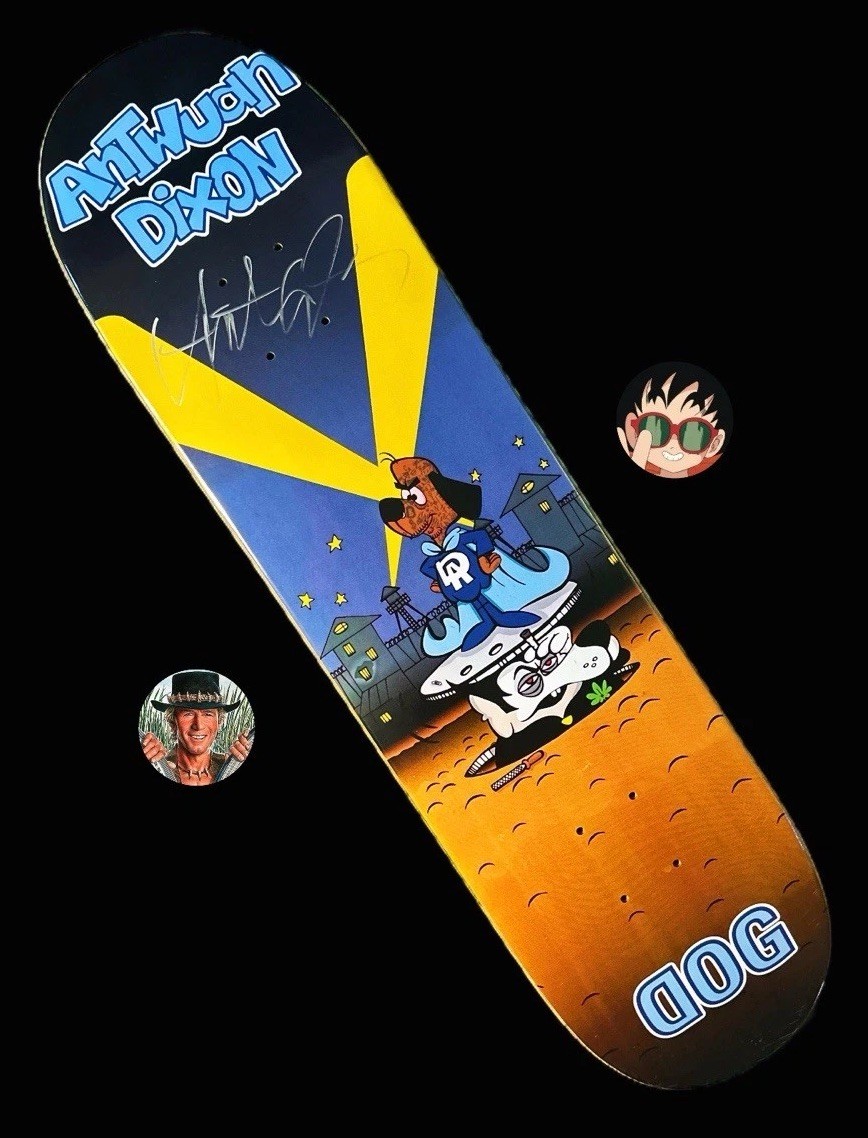 SUPER RARE SIGNED Antwuan Dixon Underdog Cartoon DOG Skateboard