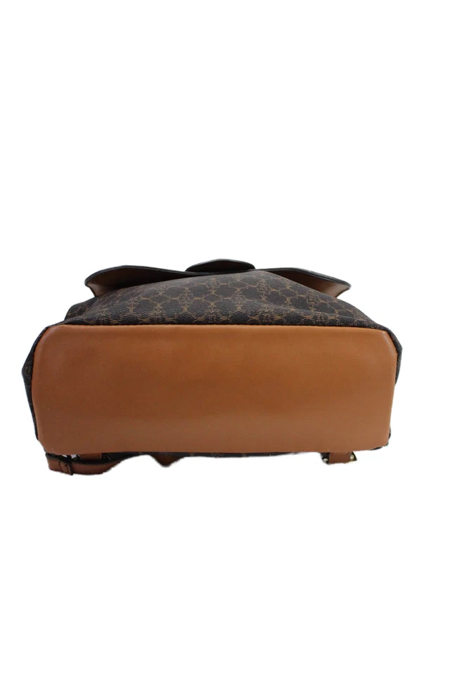 Nanette Lepore Womens Leather Monogram Coated Canvas Backpack Brown Size M - Image 4 of 4