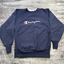 Vintage 90s Champion Reverse Weave Crewneck Sweatshirt Blue Pullover Mens Large