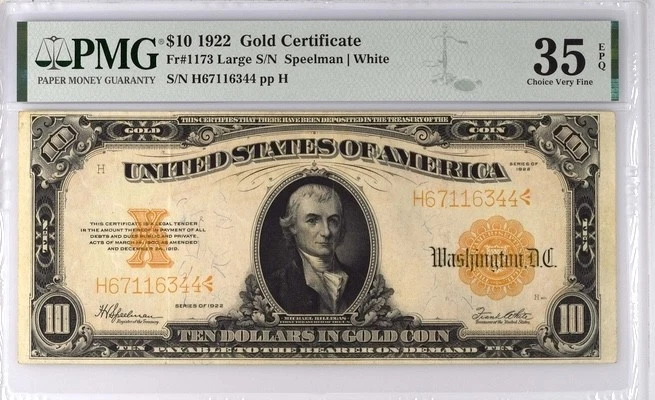 PMG $10 1922 Year US Large Gold Certificates for sale | eBay