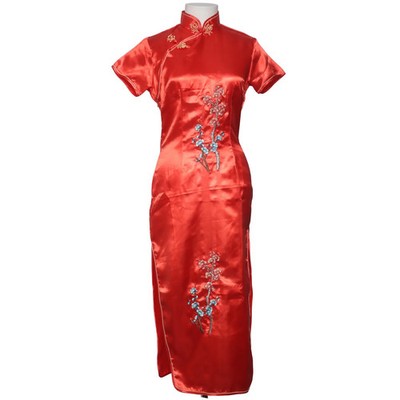 Feng Fen, Cheongsam, Größe: 50, Rot, Blumen, Satin, Damen #6GO