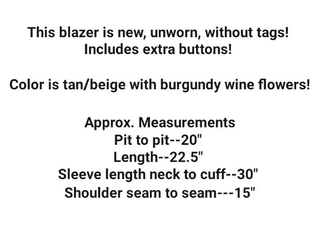 Blazer Havana Jacks Café Talla 10 Chaqueta Tapiz Beige Floral Vintage Guatemala  Foto 2 de 4