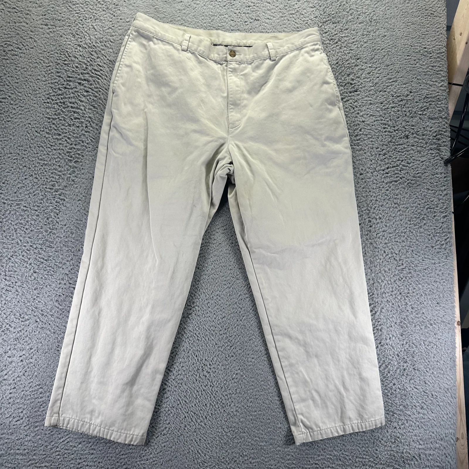 L.L.Bean Pant Men's 40x30 Beige Cotton Khakis Straight Flannel Lined Workwear