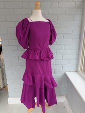 Ulla Johnson Pink Purple Mid Length Midi Dress UK Size 8 US 4 Tiered Party Dress