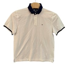NWT Tommy Hilfiger Mens White Pique Polo Shirt Flag Collar XL 78B4805 112