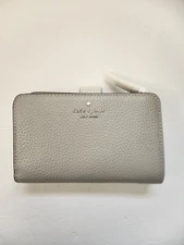 Kate Spade New York Lena Wallet Mountain Grey Pebbled Leather Medium Bifold