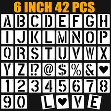 6 Inch Letter Stencils Symbol Numbers Craft Stencils, 42 Pcs Reusable Alphabet T