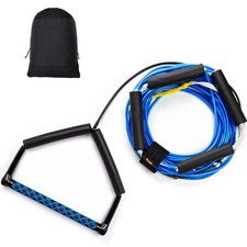 75FT Wakeboard Rope and Handle, No Stretch Dyneema Wakeboard Tow Rope, 4 Sect...