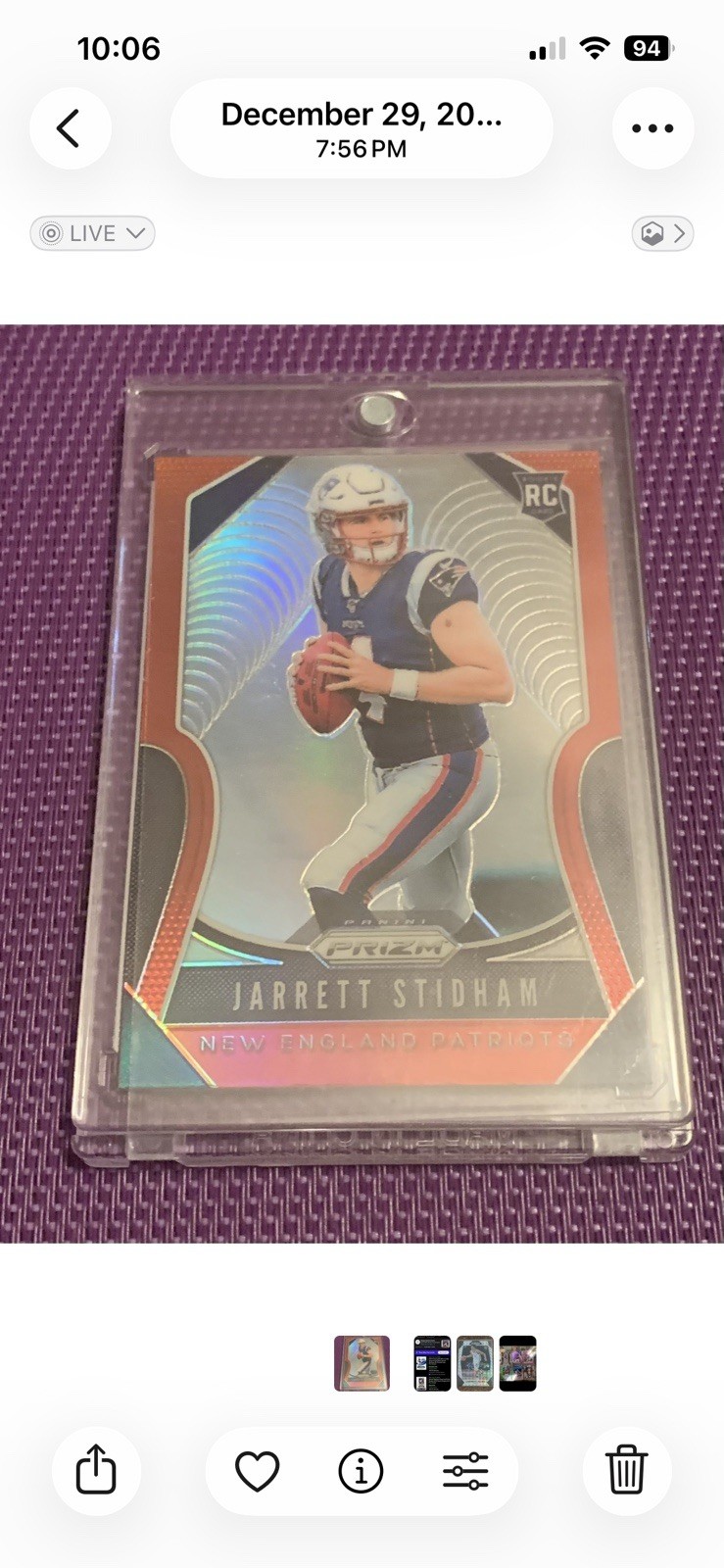 Jarrett Stidham 2019 Panini Prizm Red RC Rookie SSP