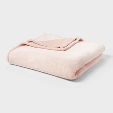 Target Threshold Light Pink Plush Cozy Throw Blanket Bedding Full/Queen  90"x92"