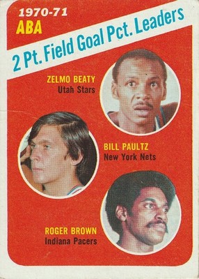 1970-71 Topps ABA 2 Pt Field Goal Pct. Leaders #148 Beaty, Paultz, Brown