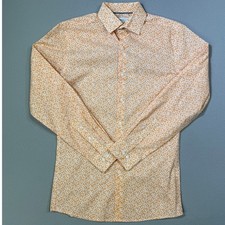Bar III Men's Slim-Fit Wave Floral Dress Shirt, Apricot small 14-14.5  70