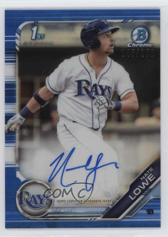 2019 Bowman Chrome Prospect Blue Refractor 145/150 Nate Lowe Rookie Auto RC 3p9