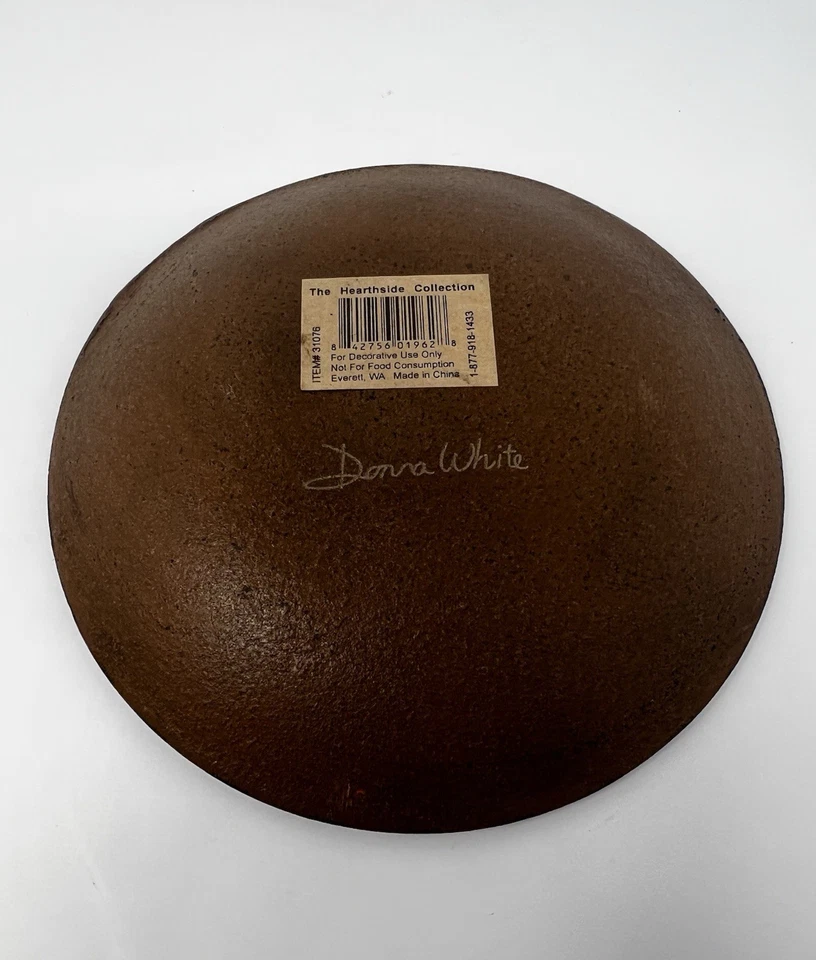 Calabaza Donna White Firmada 6" Pintada a Mano con Gorrión Primitivo Otoño Otoño Foto 3 de 4