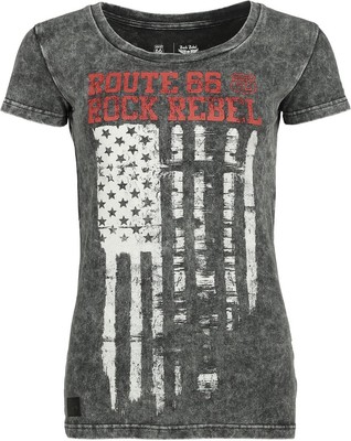 Rock Rebel by EMP Damen graues washed Look T-Shirt mit Frontprint