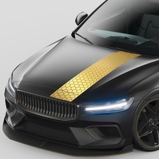 Auto Rennstreifen Waben Aufkleber "Gold" Sticker Haube Folie KX079-08