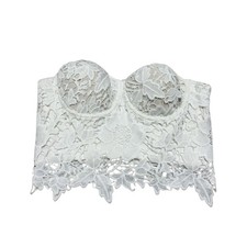ELLACCI Corset Bra Women's Size XL Floral Lace Bustier Crop Top Bohemian Boho