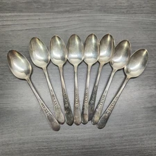 8 WM Rogers Mfg. Serving Spoons PRISCILLA LADY ANN Silverplate Flatware Vtg