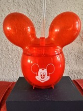 Disney Parks Mickey Mouse Balloon Red Tumbler Sipper Cup with Straw - NEW