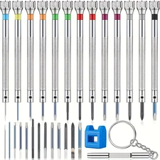 28 PCS Mini Precision Screwdriver Set with Spare Tips & Demagnetizer 0.6-2.2mm