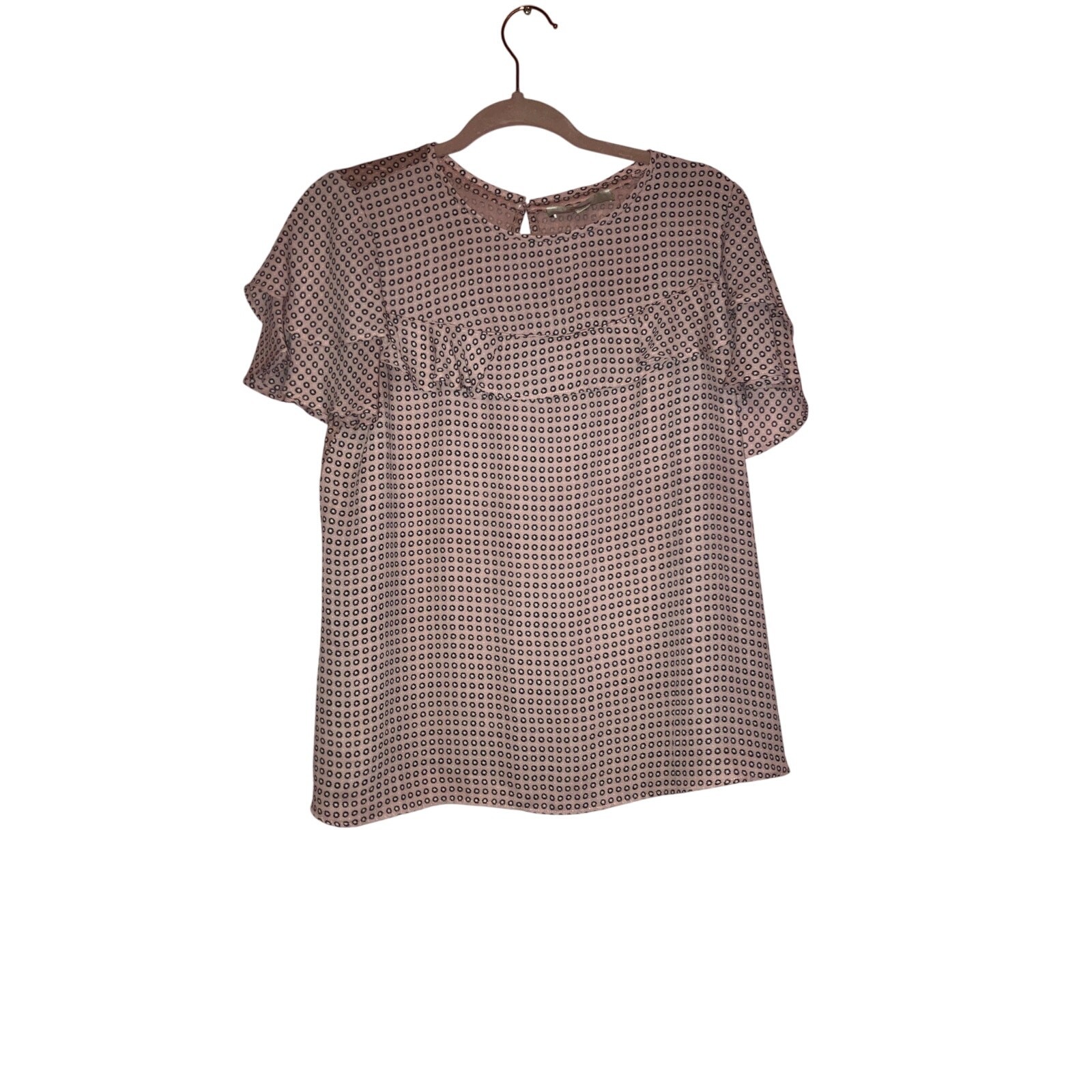 Pink flutter sleeve blouse size small with elegant loft design