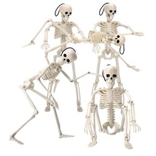 16" Halloween Skeleton Decorations with Posable Joints, 5Pcs