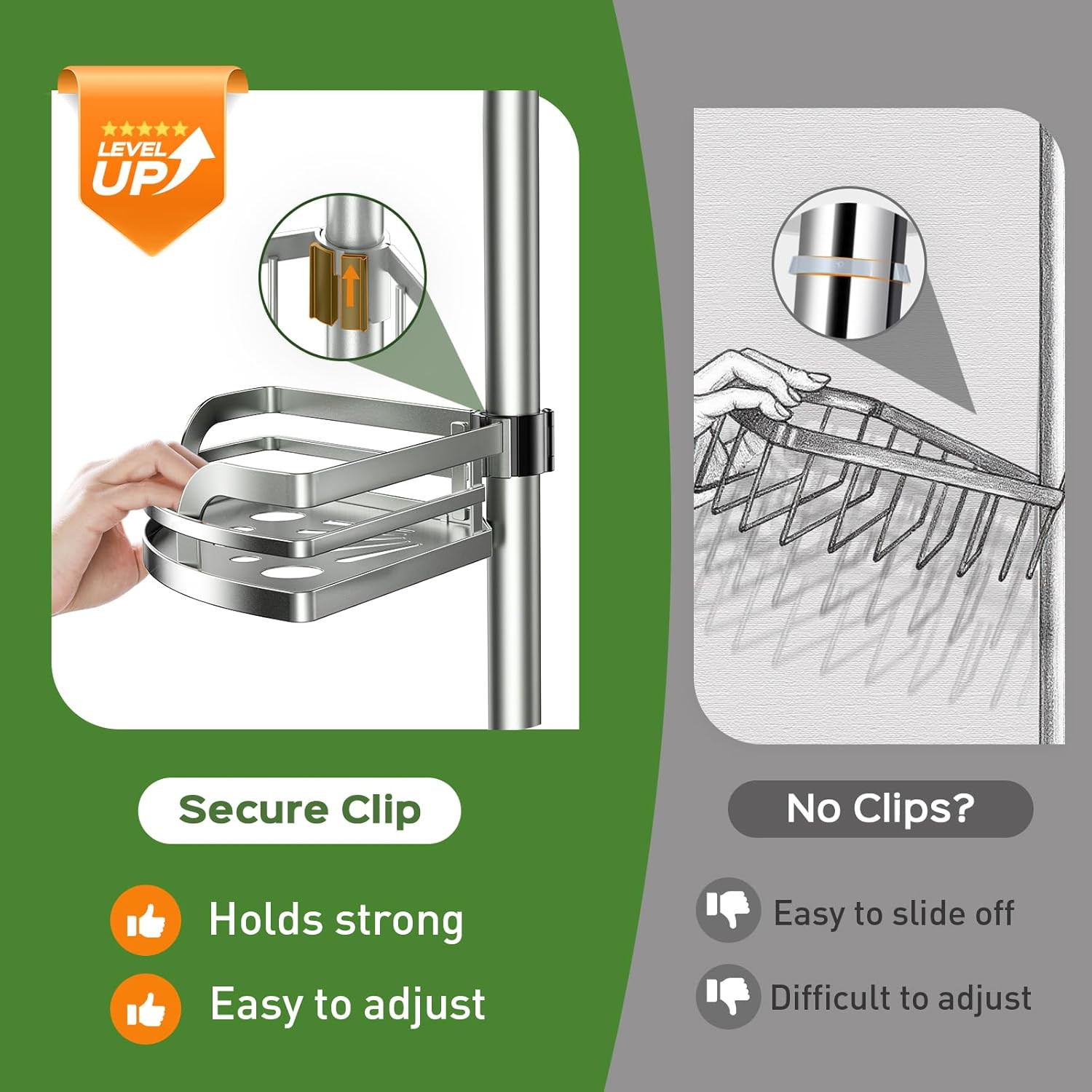 Shower Caddy Tension Pole：4-Tier Rustproof Bathroom Corner Shelf for Renters - 4